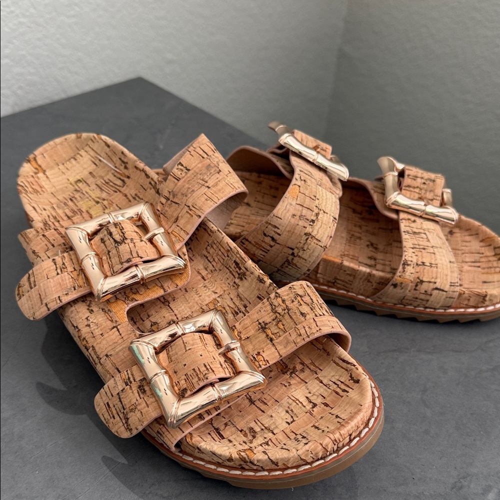 Bamboo Buckle Slides | Cork